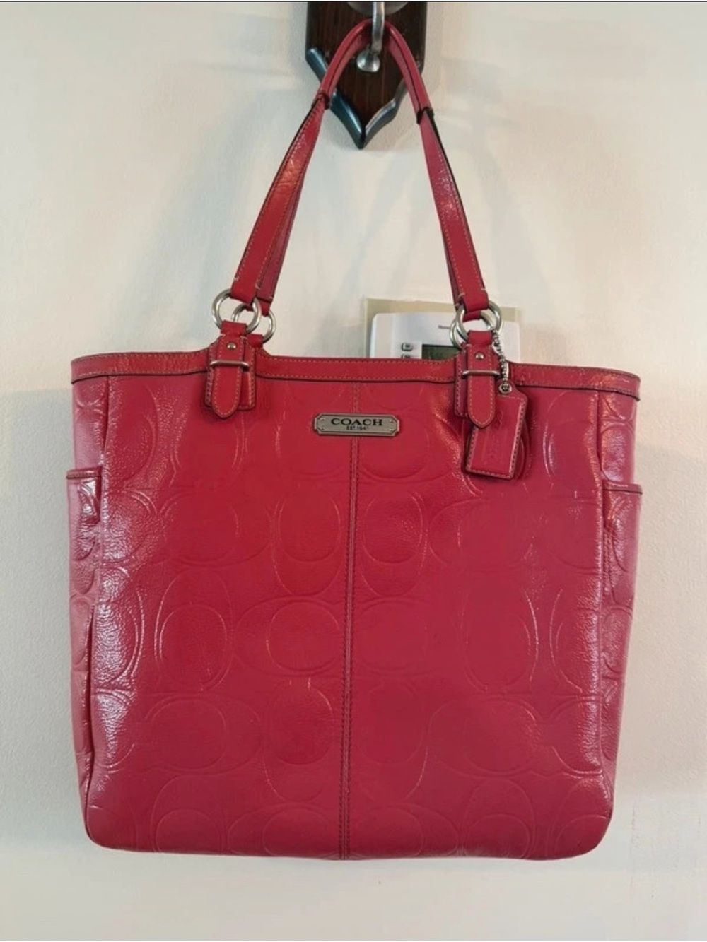 Coach  pink Leather Signature Tote Bag